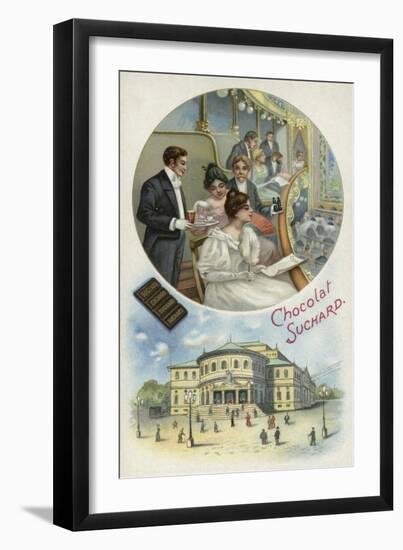 Enjoying Suchard Chocolate at the Opera or Theatre-null-Framed Giclee Print