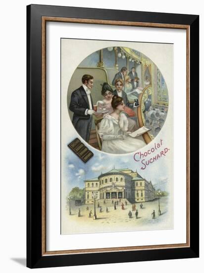 Enjoying Suchard Chocolate at the Opera or Theatre-null-Framed Giclee Print