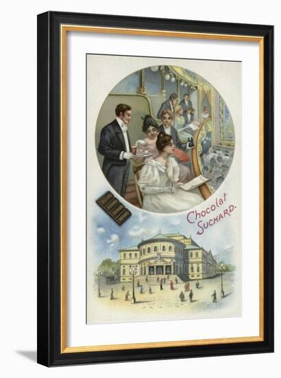 Enjoying Suchard Chocolate at the Opera or Theatre-null-Framed Giclee Print