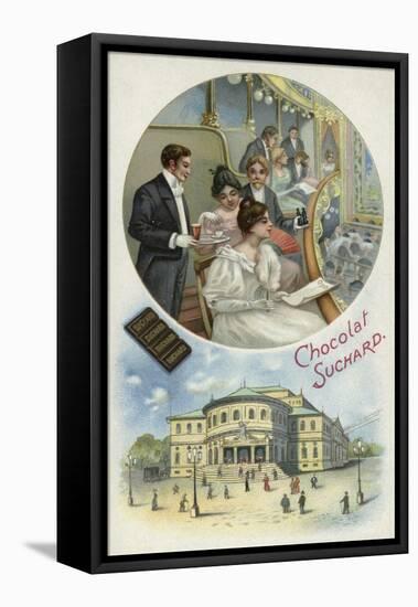 Enjoying Suchard Chocolate at the Opera or Theatre-null-Framed Premier Image Canvas