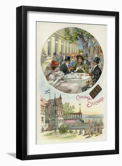 Enjoying Suchard Chocolate Outdoors-null-Framed Giclee Print