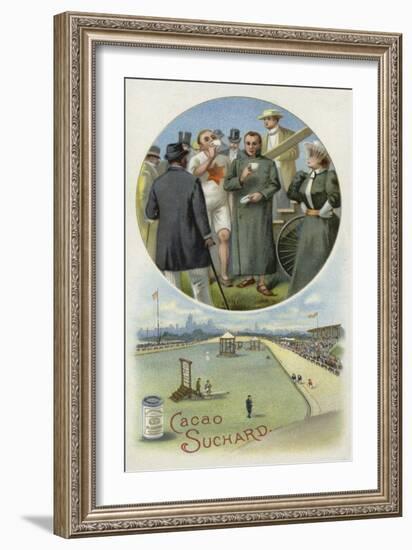 Enjoying Suchard Cocoa at a Velodrome-null-Framed Giclee Print