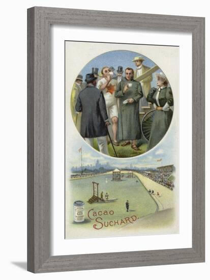 Enjoying Suchard Cocoa at a Velodrome-null-Framed Giclee Print