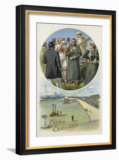 Enjoying Suchard Cocoa at a Velodrome-null-Framed Giclee Print