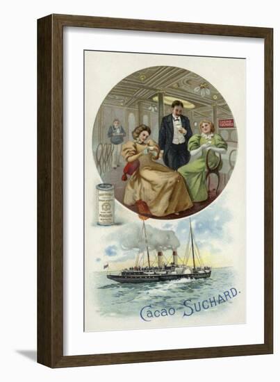 Enjoying Suchard Cocoa on Board a Ship-null-Framed Giclee Print