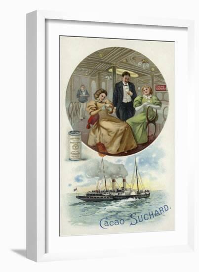 Enjoying Suchard Cocoa on Board a Ship-null-Framed Giclee Print