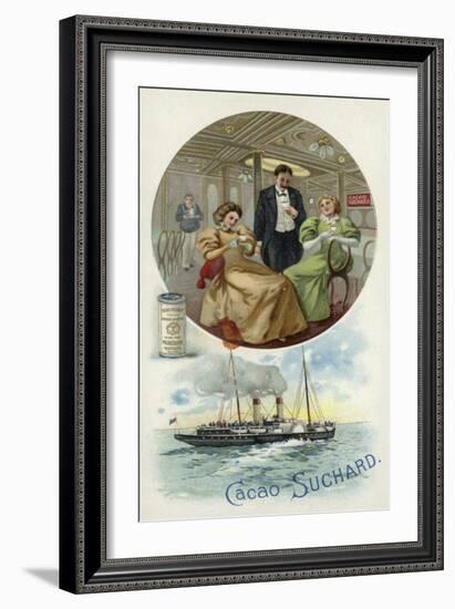 Enjoying Suchard Cocoa on Board a Ship-null-Framed Giclee Print