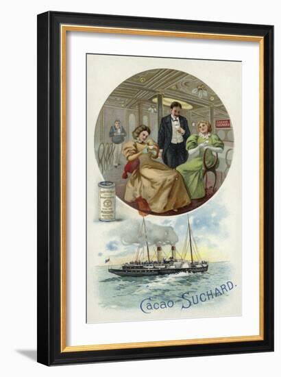 Enjoying Suchard Cocoa on Board a Ship-null-Framed Giclee Print