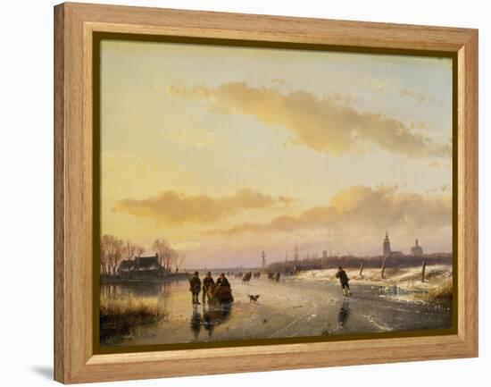 Enjoying the Ice, 1855-Andreas Schelfhout-Framed Premier Image Canvas