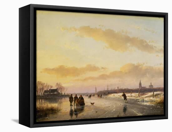 Enjoying the Ice, 1855-Andreas Schelfhout-Framed Premier Image Canvas