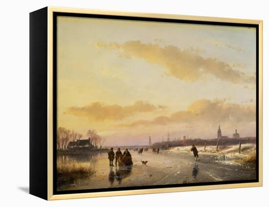 Enjoying the Ice, 1855-Andreas Schelfhout-Framed Premier Image Canvas