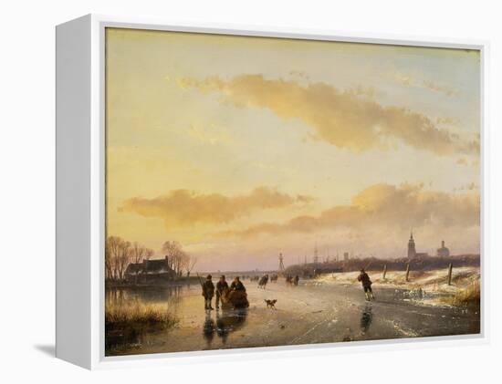 Enjoying the Ice, 1855-Andreas Schelfhout-Framed Premier Image Canvas