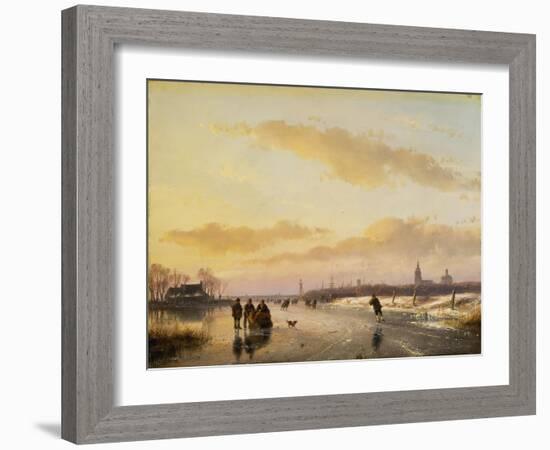 Enjoying the Ice, 1855-Andreas Schelfhout-Framed Giclee Print