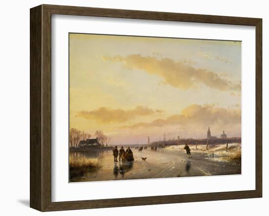 Enjoying the Ice, 1855-Andreas Schelfhout-Framed Giclee Print