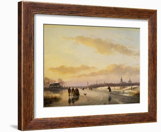 Enjoying the Ice, 1855-Andreas Schelfhout-Framed Giclee Print