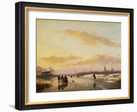 Enjoying the Ice, 1855-Andreas Schelfhout-Framed Giclee Print