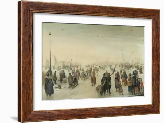 Enjoying the Ice Near a Town, Hendrick Avercamp-Hendrick Avercamp-Framed Art Print