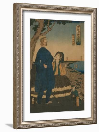 Enjoying the View from Atago Hill (Atago Yama Cho?Bo?)-Sadahide Utagawa-Framed Art Print