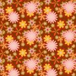 Seamless Yellow Pink Flowers on Brown Background-Enka Parmur-Art Print