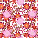 Seamless Yellow Pink Flowers on White Background-Enka Parmur-Art Print