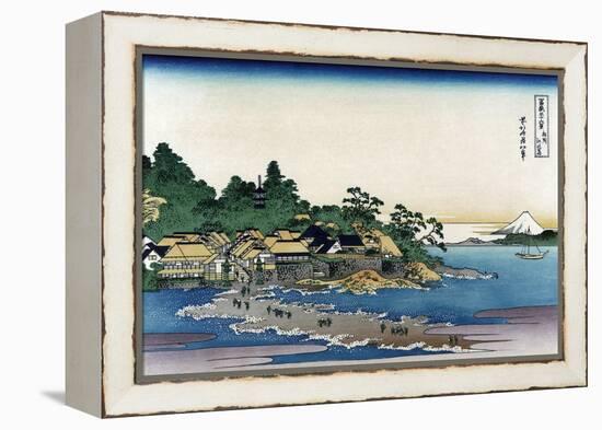 Enoshima in Sagami Province-Katsushika Hokusai-Framed Stretched Canvas