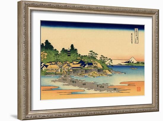 Enoshima in the Sagami Province, c.1830-Katsushika Hokusai-Framed Giclee Print