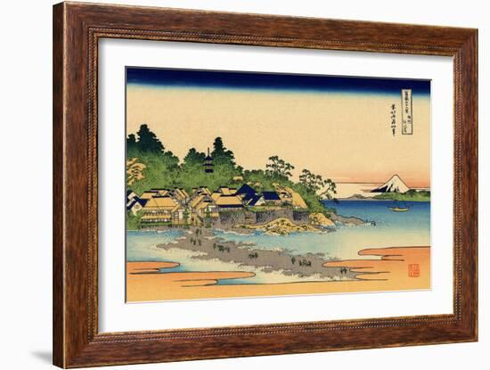 Enoshima in the Sagami Province, c.1830-Katsushika Hokusai-Framed Giclee Print