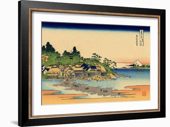 Enoshima in the Sagami Province, c.1830-Katsushika Hokusai-Framed Giclee Print