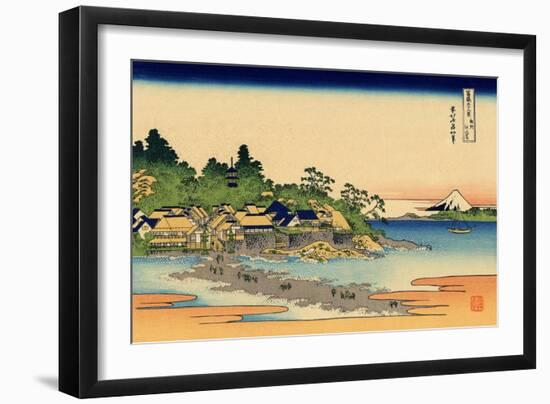 Enoshima in the Sagami Province, c.1830-Katsushika Hokusai-Framed Giclee Print