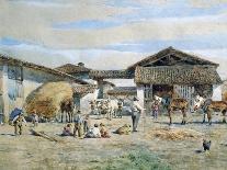 On Farmyard, by Enrico Bartesago (1820-Circa 1905), Italy, 19th Century-Enrico Bartesago-Mounted Giclee Print