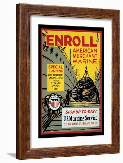 Enroll: American Merchant Marine, c.1941-Glenn Stuart Pearce-Framed Art Print