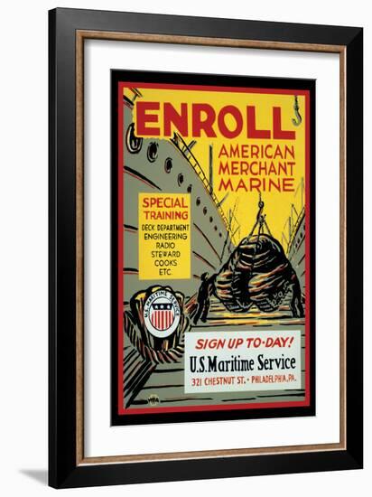 Enroll: American Merchant Marine, c.1941-Glenn Stuart Pearce-Framed Art Print