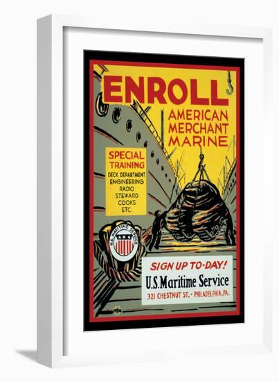 Enroll: American Merchant Marine, c.1941-Glenn Stuart Pearce-Framed Art Print