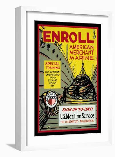 Enroll: American Merchant Marine, c.1941-Glenn Stuart Pearce-Framed Art Print