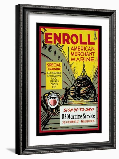 Enroll: American Merchant Marine, c.1941-Glenn Stuart Pearce-Framed Art Print