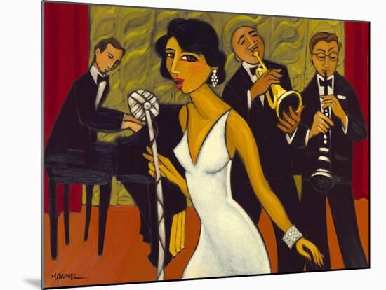 Ensemble with Green Curtain (Lady in White)-Marsha Hammel-Mounted Giclee Print