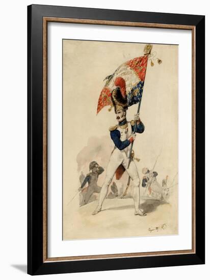 Ensign of the Grenadiers, French Imperial Guard, 1817-Eugene-Louis Lami-Framed Giclee Print