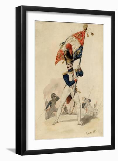 Ensign of the Grenadiers, French Imperial Guard, 1817-Eugene-Louis Lami-Framed Giclee Print