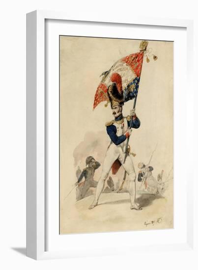 Ensign of the Grenadiers, French Imperial Guard, 1817-Eugene-Louis Lami-Framed Giclee Print