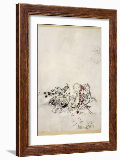 Enter Peasebottom, Cobweb, Moth, and Mustardseed-Arthur Rackham-Framed Giclee Print