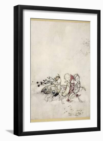 Enter Peasebottom, Cobweb, Moth, and Mustardseed-Arthur Rackham-Framed Giclee Print