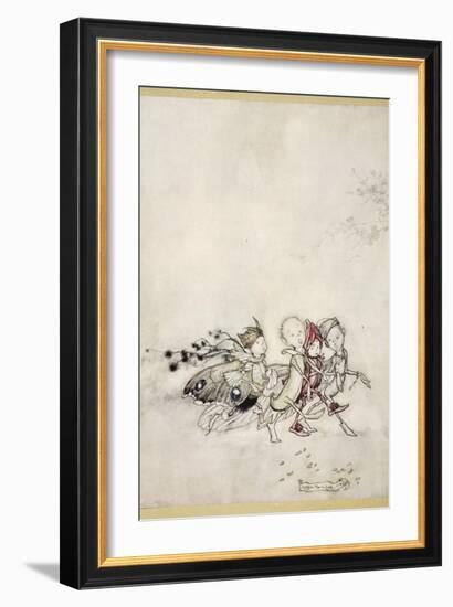 Enter Peasebottom, Cobweb, Moth, and Mustardseed-Arthur Rackham-Framed Giclee Print