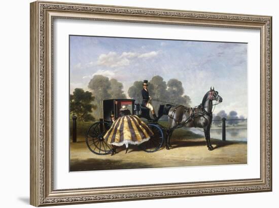 Entering a Coach in a Lakeside Park-Alfred Frank De Prades-Framed Giclee Print