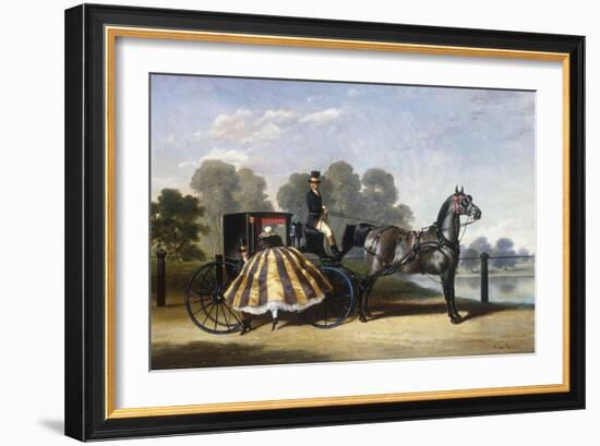 Entering a Coach in a Lakeside Park-Alfred Frank De Prades-Framed Giclee Print