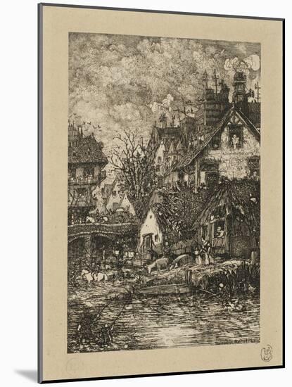 Entering a Village, from Revue Fantaisiste, 1861-Rodolphe Bresdin-Mounted Giclee Print