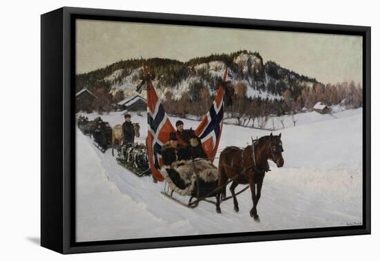 Enterrement d'un marin à la campagne en Norvège-Nils Gustav Wentzel-Framed Premier Image Canvas