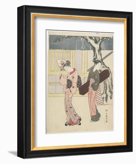 Entertainer and Her Attendant in Front of Matsumoto-Ya, C. 1768-Suzuki Harunobu-Framed Giclee Print