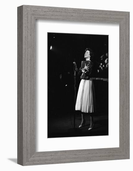 Entertainer Carol Burnett Singing a Comic Song About John Foster Dulles Who She Introduced, 1957-Yale Joel-Framed Photographic Print