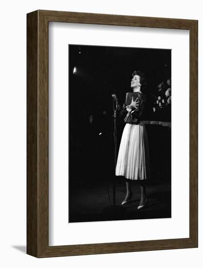 Entertainer Carol Burnett Singing a Comic Song About John Foster Dulles Who She Introduced, 1957-Yale Joel-Framed Photographic Print