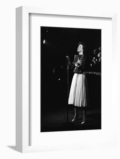 Entertainer Carol Burnett Singing a Comic Song About John Foster Dulles Who She Introduced, 1957-Yale Joel-Framed Photographic Print